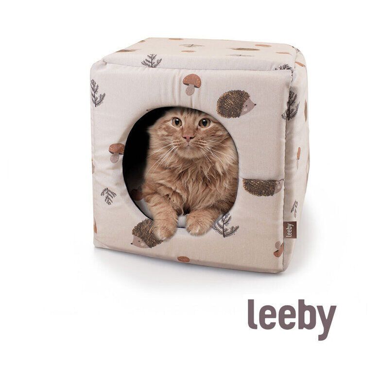 Leeby Cama Cueva Estampado de Erizos para gatos, , large indicador imagen numero 2