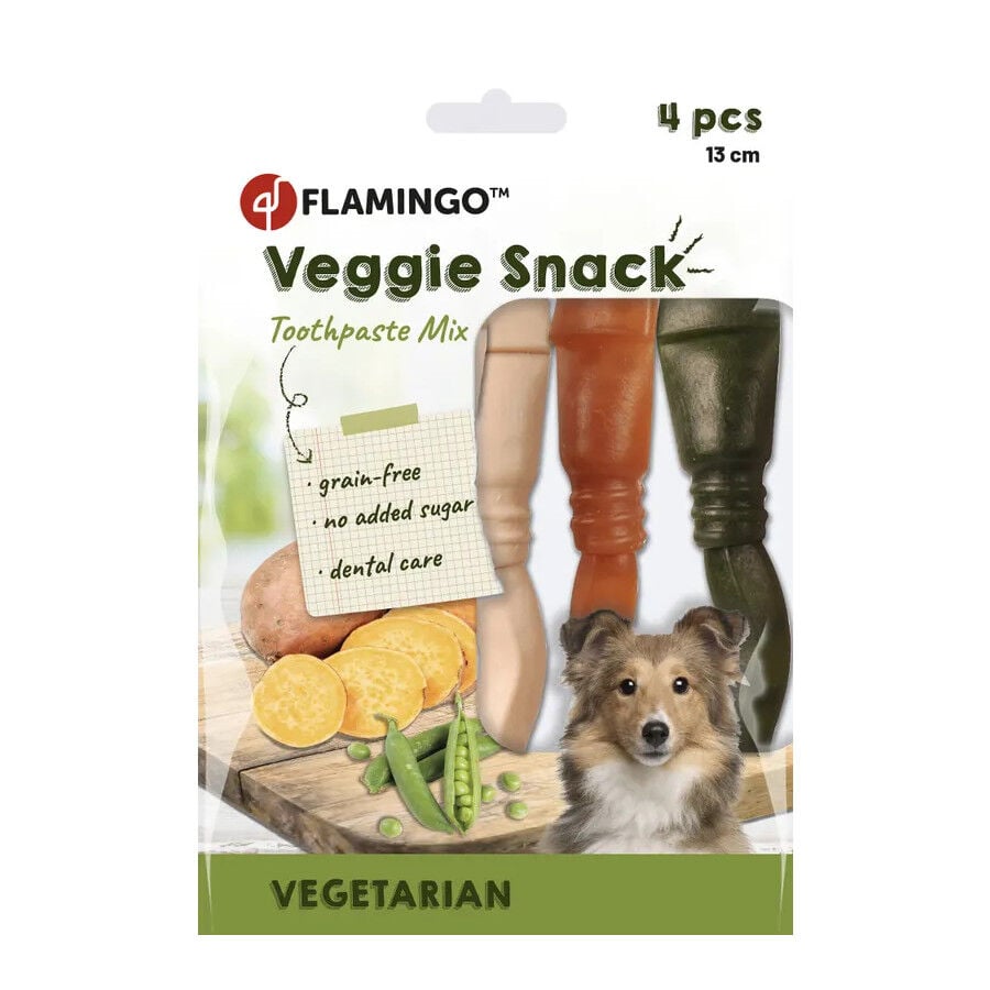 4 barritas x 13 cm Veggie Snacks Dentales Toothpaste Mix para perros, , large indicador imagen numero 1