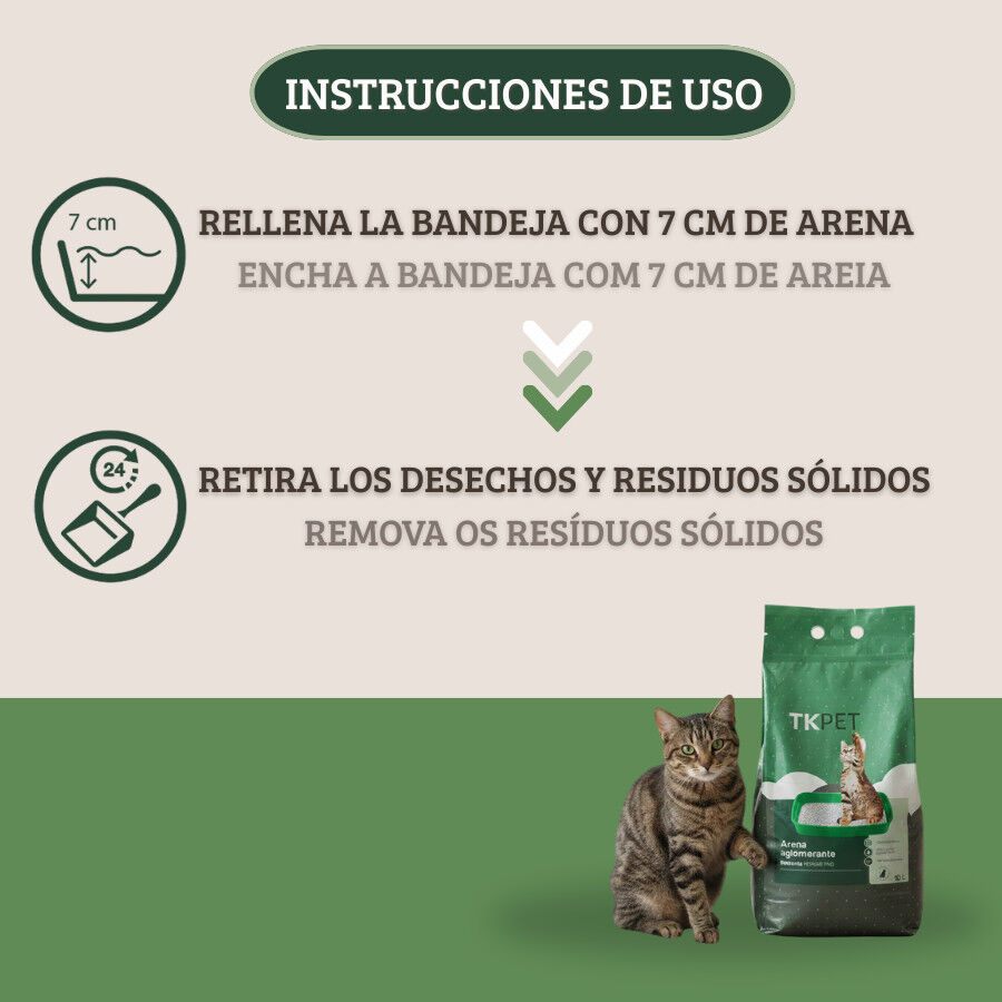 2 x 10 L TK-Pet Arena Aglomerante de Bentonita y Pino para Gatos &iexcl;Pack ahorro!, , large indicador imagen numero 4
