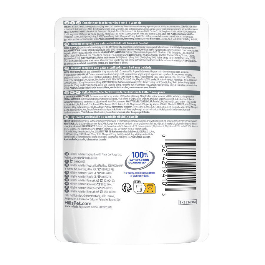 85 g Hill's Science Plan Sterilized Young Adult Pollo sobre para gatos, , large indicador imagen numero 6