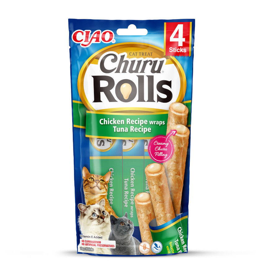4 sobres x 10 g Churu Sticks Rolls de At&uacute;n para gatos, , large indicador imagen numero 1