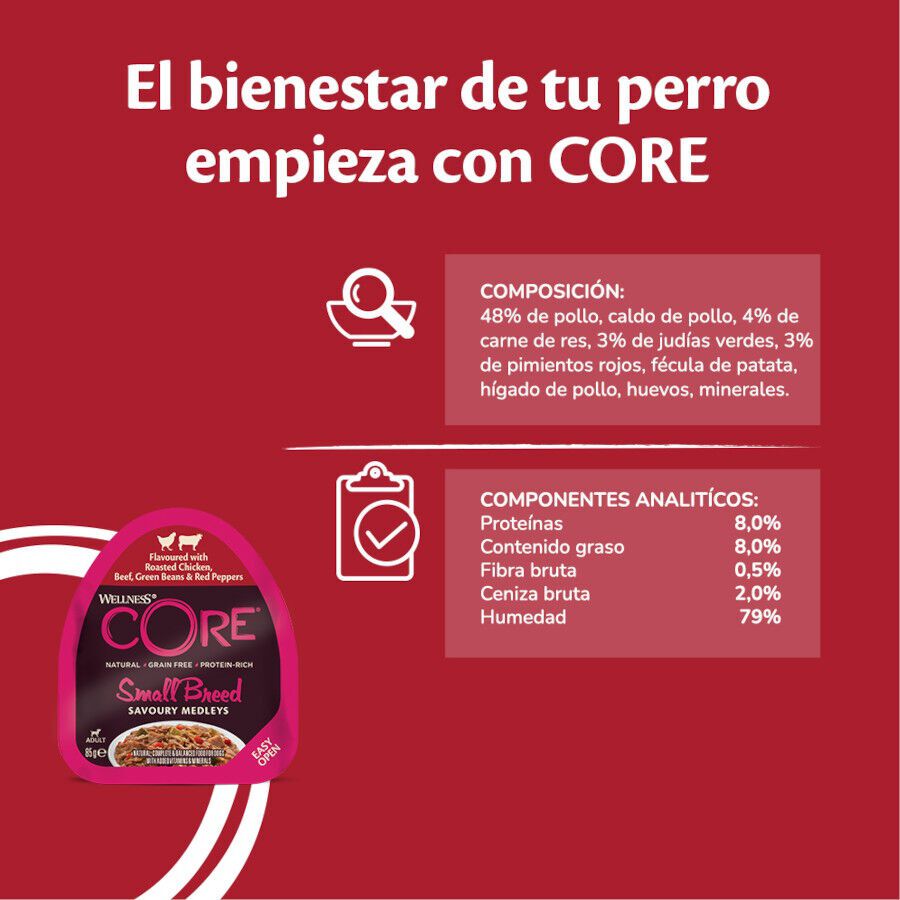 85 g Wellness Core Small Breed Grain Free Pollo y Ternera tarrina para perros, , large Imagen numero 4