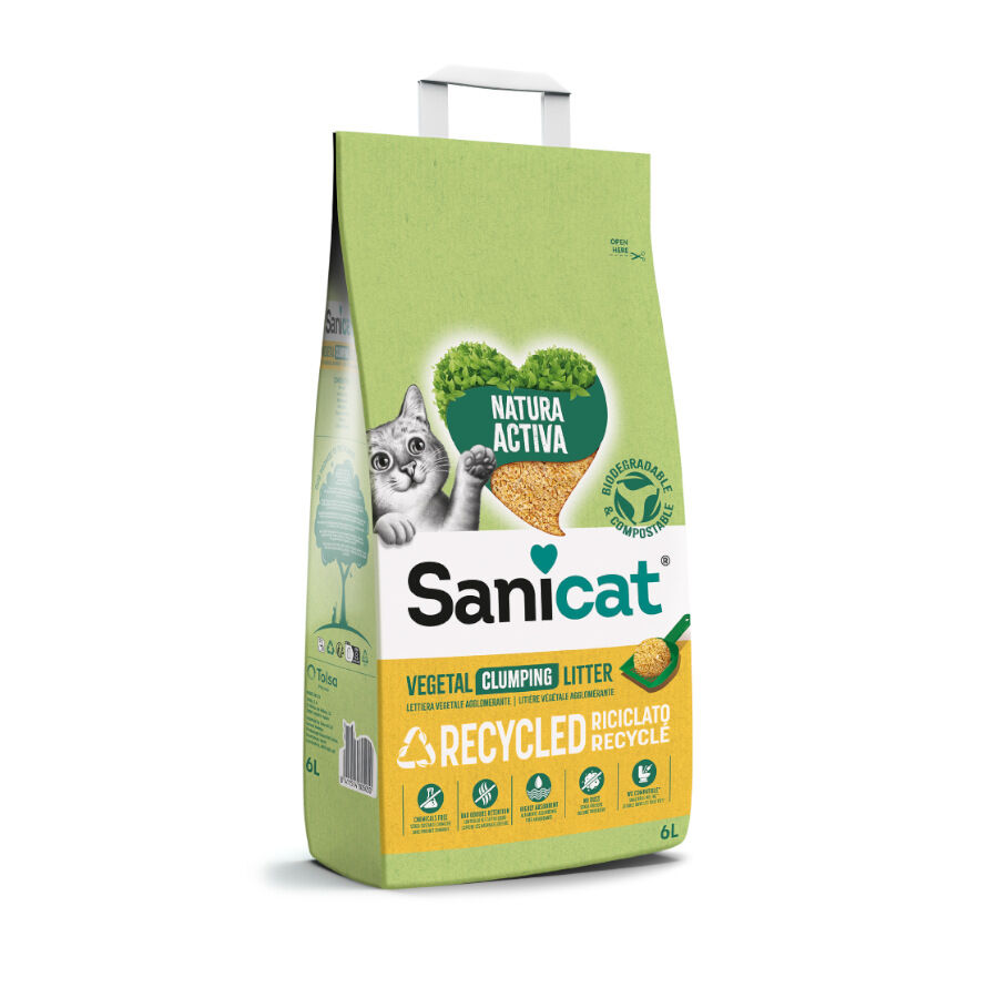10 L Sanicat Natura Activa Recycled Arena para gatos, , large Imagen numero 1