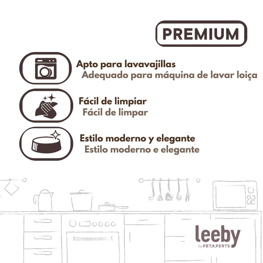 Leeby Comedero de Cer&aacute;mica Marr&oacute;n y Blanco para perros, , large indicador imagen numero 5