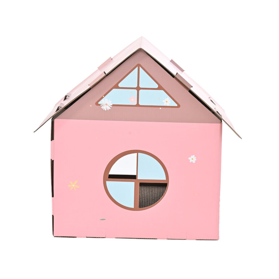 Leeby Hattie casita rascador de cart&oacute;n rosa para gatos, , large indicador imagen numero 4