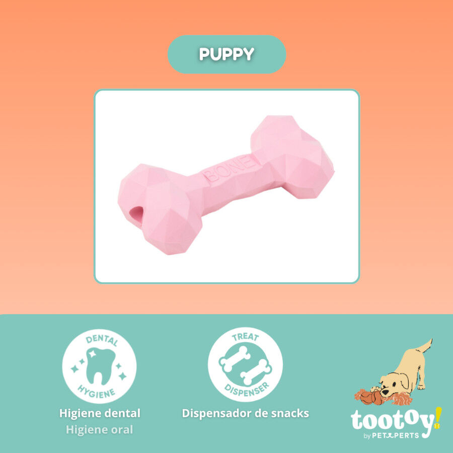 Tootoy! Hueso Mordedor de Goma Rosa para cachorros, , large Imagen numero 3