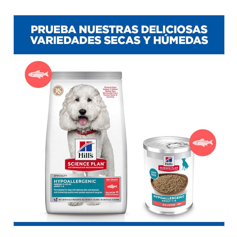363 g Hill's Science Plan Hypoallergenic Alimento H&uacute;medo con Salm&oacute;n para Perros Adultos, , large Imagen numero 9
