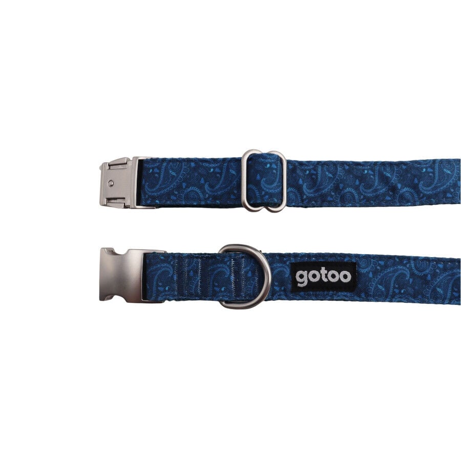 Gotoo Collar estampado cachemira cl&aacute;sica azul para perros, , large Imagen numero 3