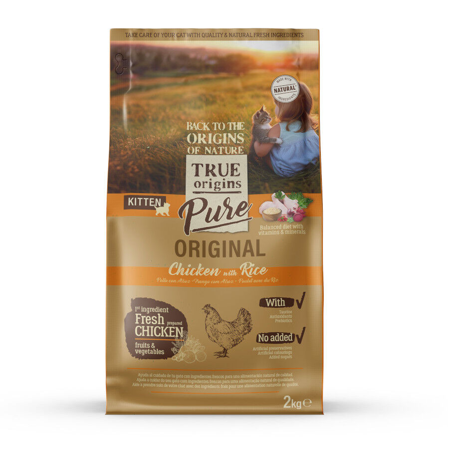 2 kg True Origins Pure Kitten Poultry Pollo pienso para gatos, , large indicador imagen numero 1