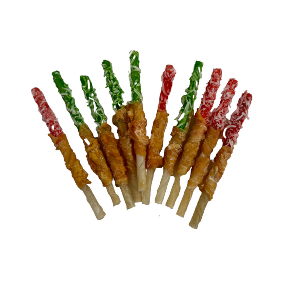 10 barritas Wonder Christmas Barritas Twist de Cuero con Pollo para perros, , large indicador imagen numero 2