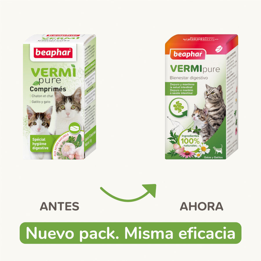 Beaphar Vermipure Repelente Interno Natural en comprimidos para gatos y gatitos, , large indicador imagen numero 2