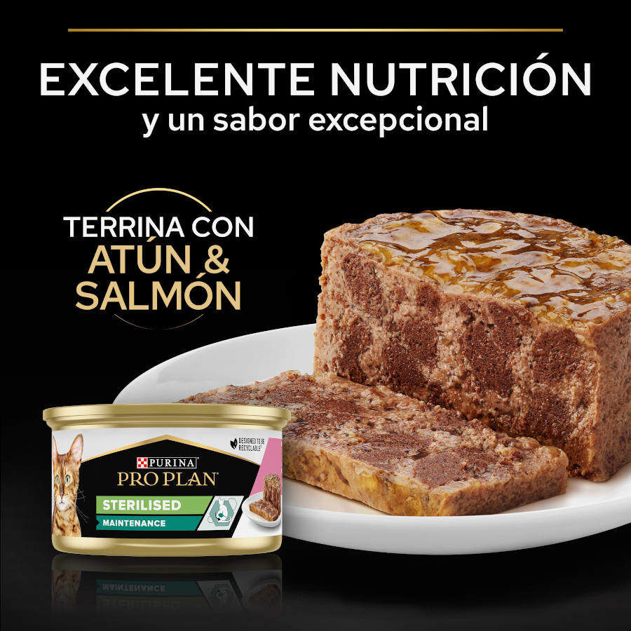 12 latas x 85 g Pro Plan Adult Sterilised Maintenance Salm&oacute;n y At&uacute;n lata para gatos, , large indicador imagen numero 2