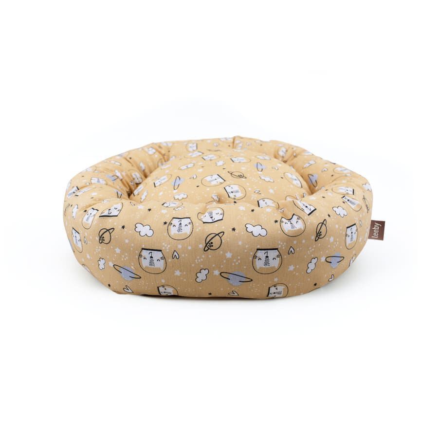 Leeby Cama Donut Antideslizante Estampado Comic Amarillo para gatos, , large indicador imagen numero 4