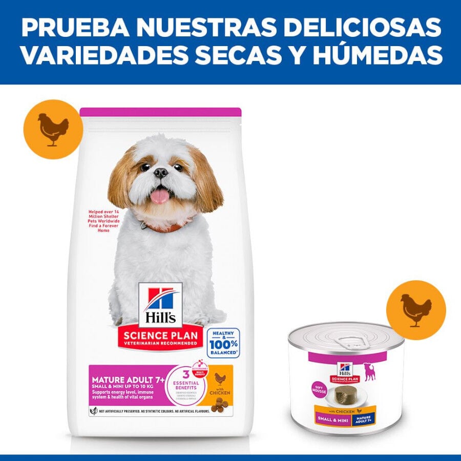 200 g Hill's Science Plan Mature Small & Mini Mousse de Pollo lata para perros, , large Imagen numero 6