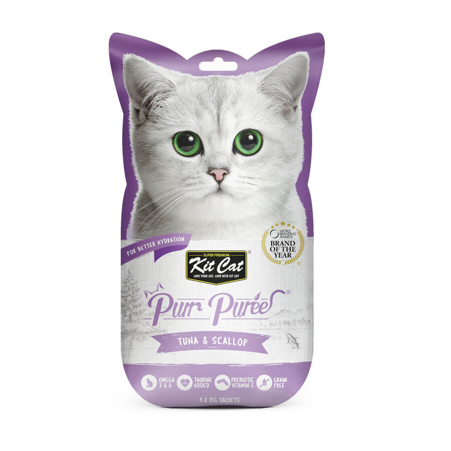 Kit Cat PurPuree At&uacute;n y Vieiras Snack para gatos
