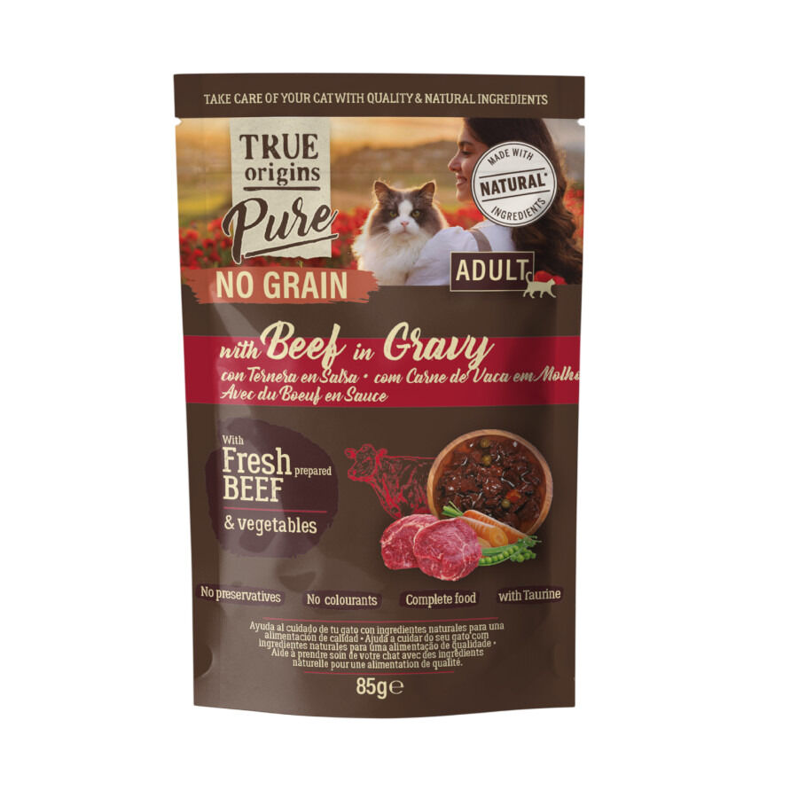 85 g True Origins Pure No Grain Sobre con Ternera para gatos, , large indicador imagen numero 1