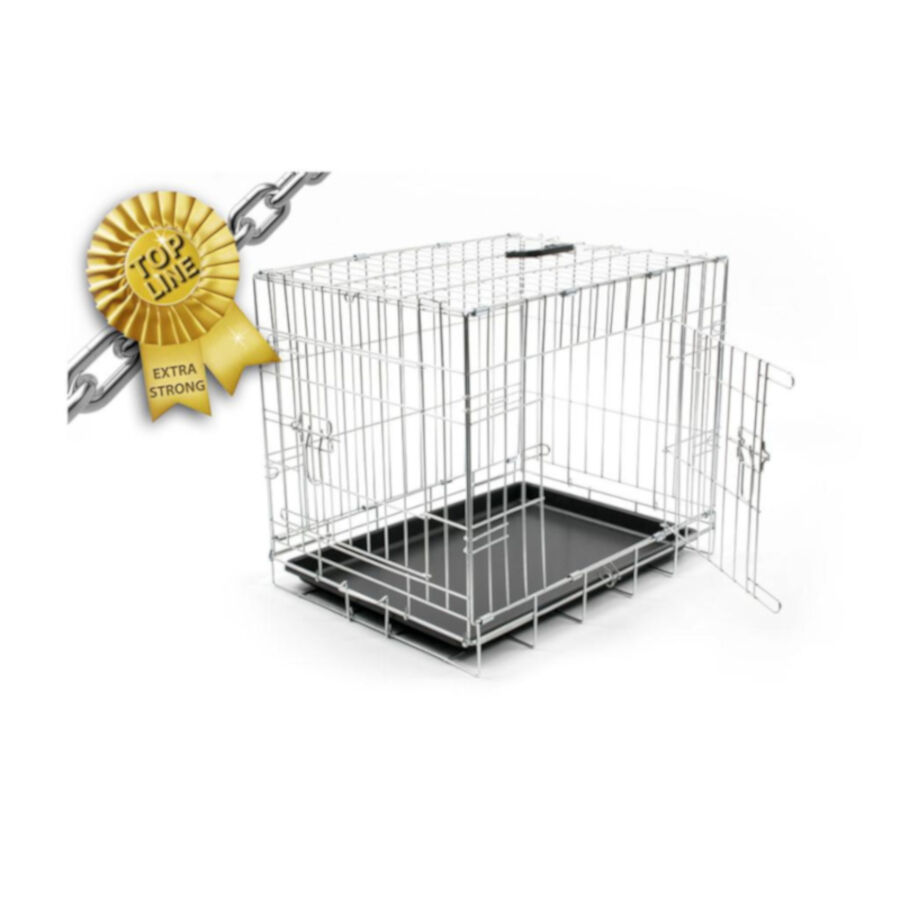 Duvoplus Cromo Jaula de Metal Extra fuerte para perros