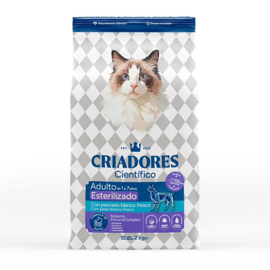2 kg Criadores Cient&iacute;fico Adulto Esterilizado Pescado Blanco pienso para gatos, , large Imagen numero 1