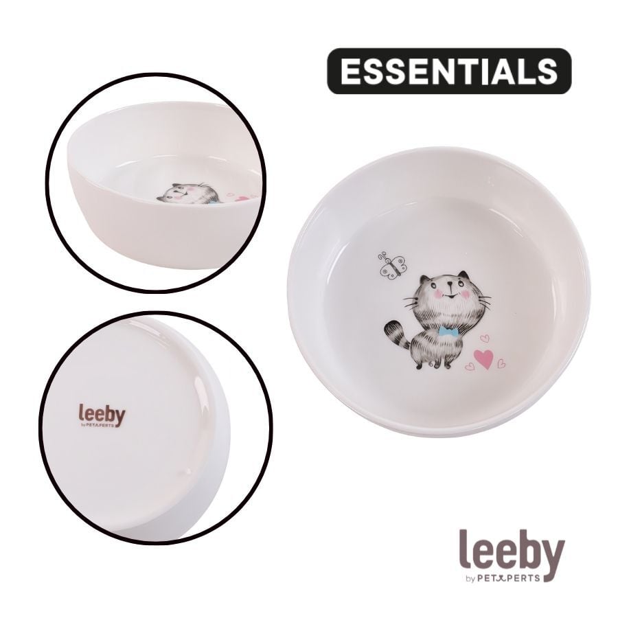 Leeby Comedero de Cer&aacute;mica Blanco para gatos, , large indicador imagen numero 3
