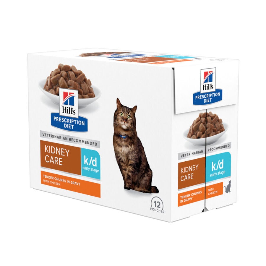 12 sobres x 85 g Hill's Prescription Diet Early Stage Kidney Care k/d Pollo sobre en salsa para gatos, , large Imagen numero 1