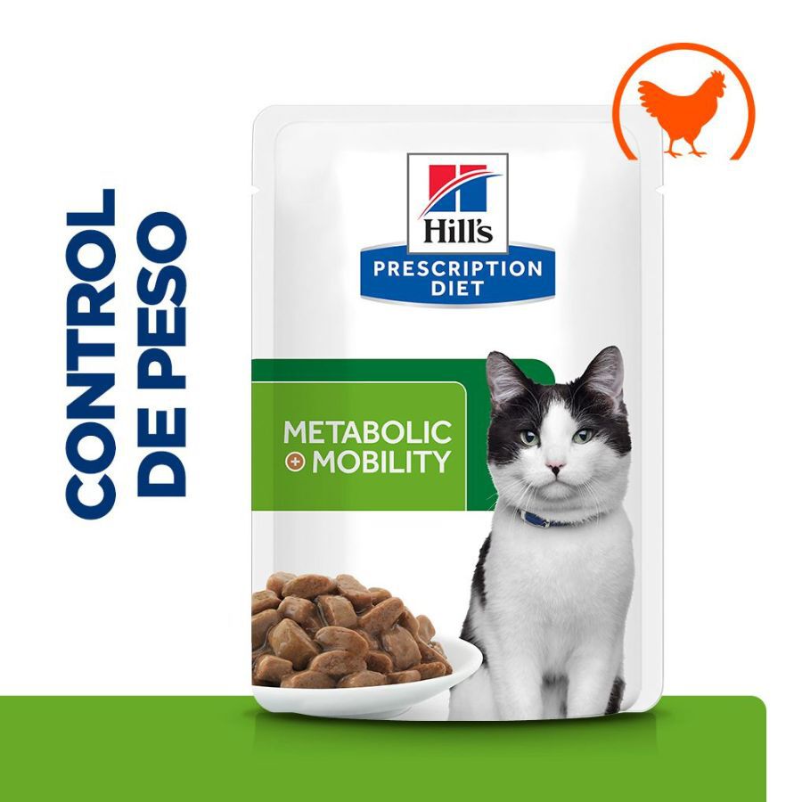 12 sobres x 85 g Hill's Prescription Diet Metabolic + Mobility Pollo Sobres para gatos - Multipack, , large Imagen numero 1