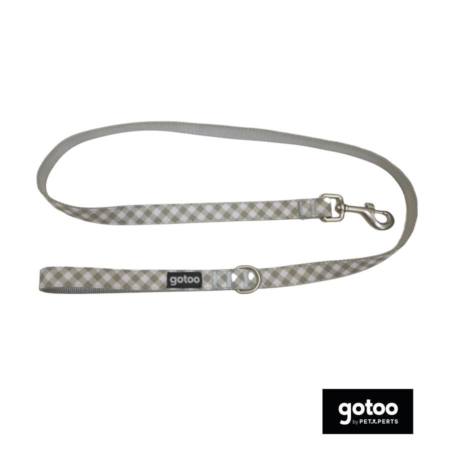 Gotoo Correa estampada cuadro vichy gris para perros, , large indicador imagen numero 2