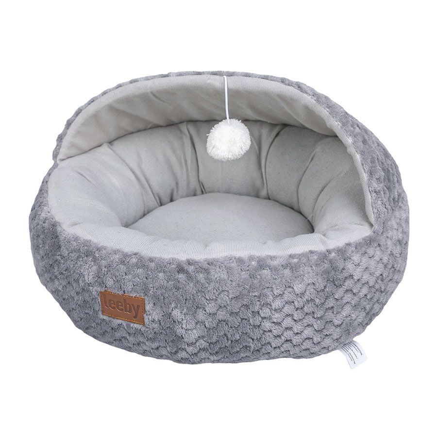 Leeby Cuna Gris y Blanco con Juguete para gatos, , large Imagen numero 1