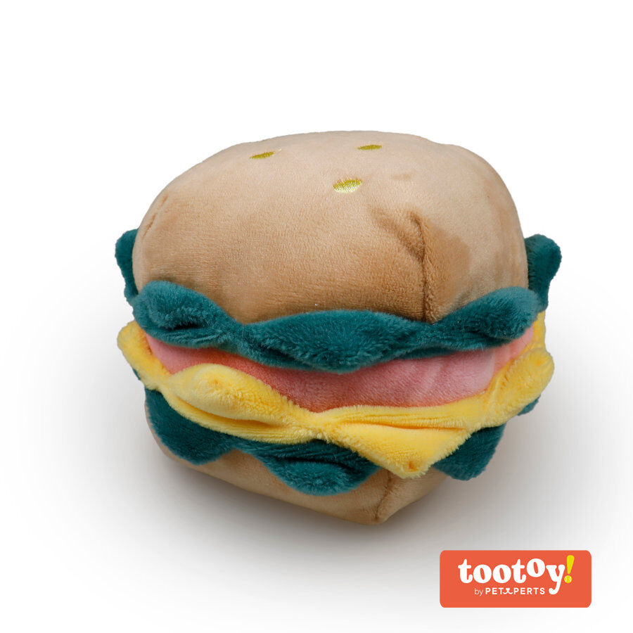 Tootoy! Comfort Cheese Burguer Cuddler peluche con sonido para perros, , large indicador imagen numero 1