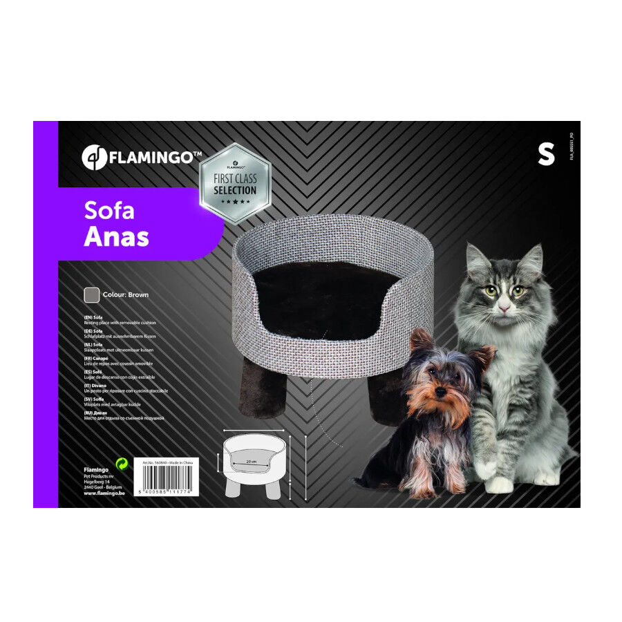 Flamingo Anas Sof&aacute; Marr&oacute;n para perros y gatos, , large indicador imagen numero 2