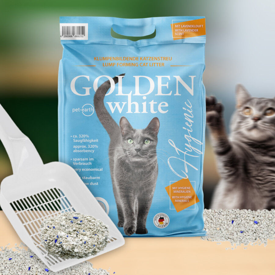 14 kg Golden White Arena Aglomerante Lavanda para gatos, , large indicador imagen numero 5