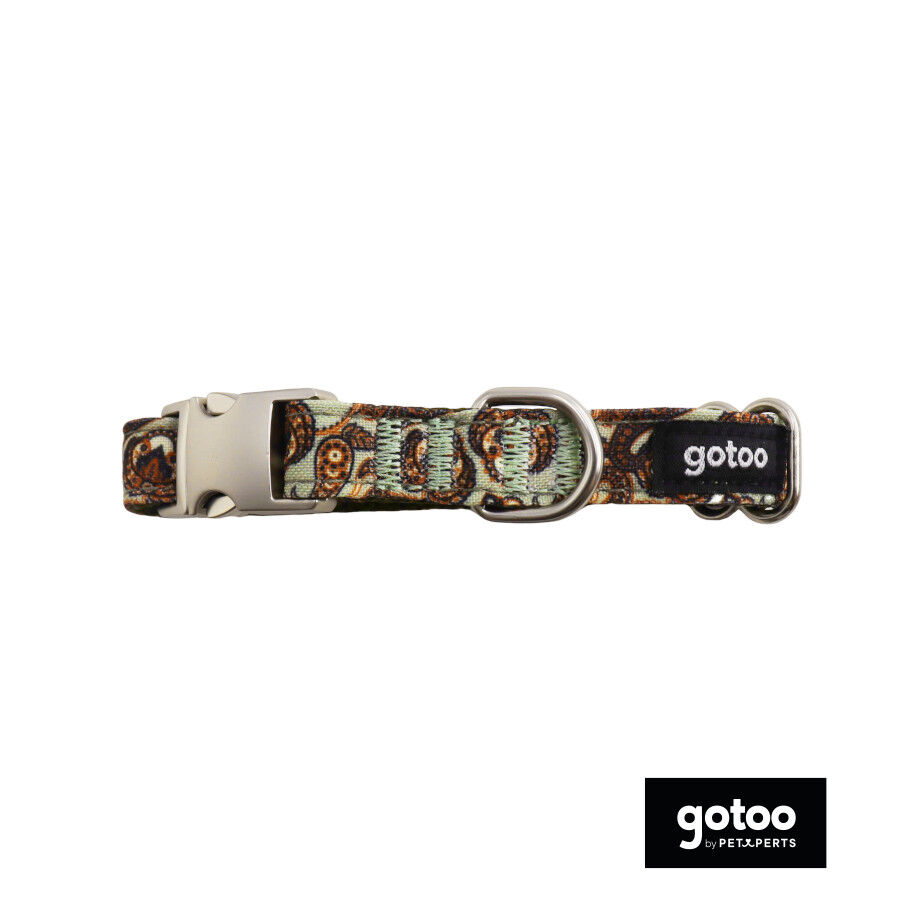 Gotoo Collar estampado cachemira caqui para perros, , large Imagen numero 2