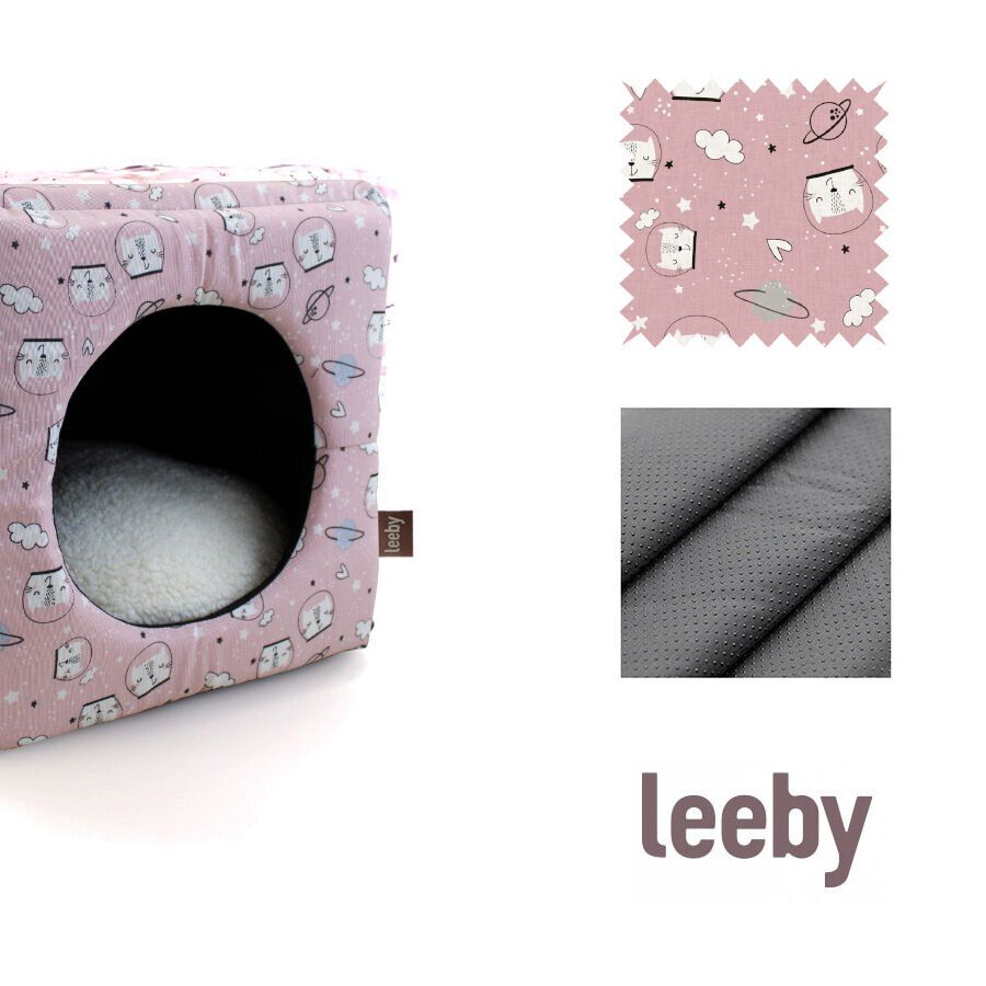 Leeby Cama Cueva Estampado C&oacute;mic Rosa para gatos, , large indicador imagen numero 5