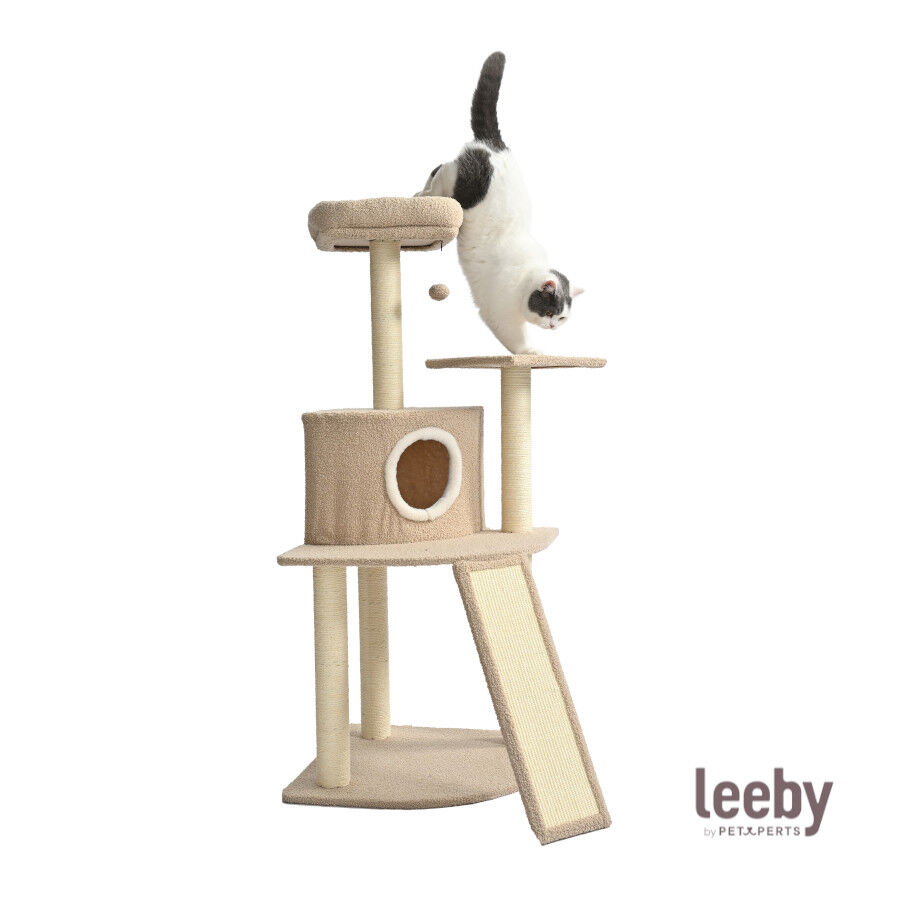 Leeby Boucle Collection &Aacute;rbol rascador con cama nido y rampa para gatos