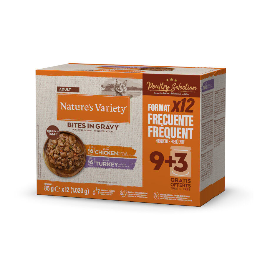 12 sobres x 85 g Nature&rsquo;s Variety Bocaditos de Pollo o Pavo Sobre en Salsa para gatos adultos , , large Imagen numero 1