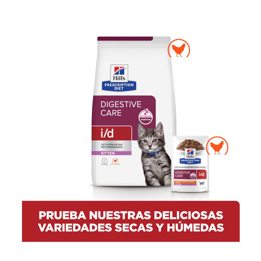 12 latas x 85 g Hill's Prescription Diet I/D Digestive Care Kitten Lata Pollo para gatos, , large Imagen numero 6