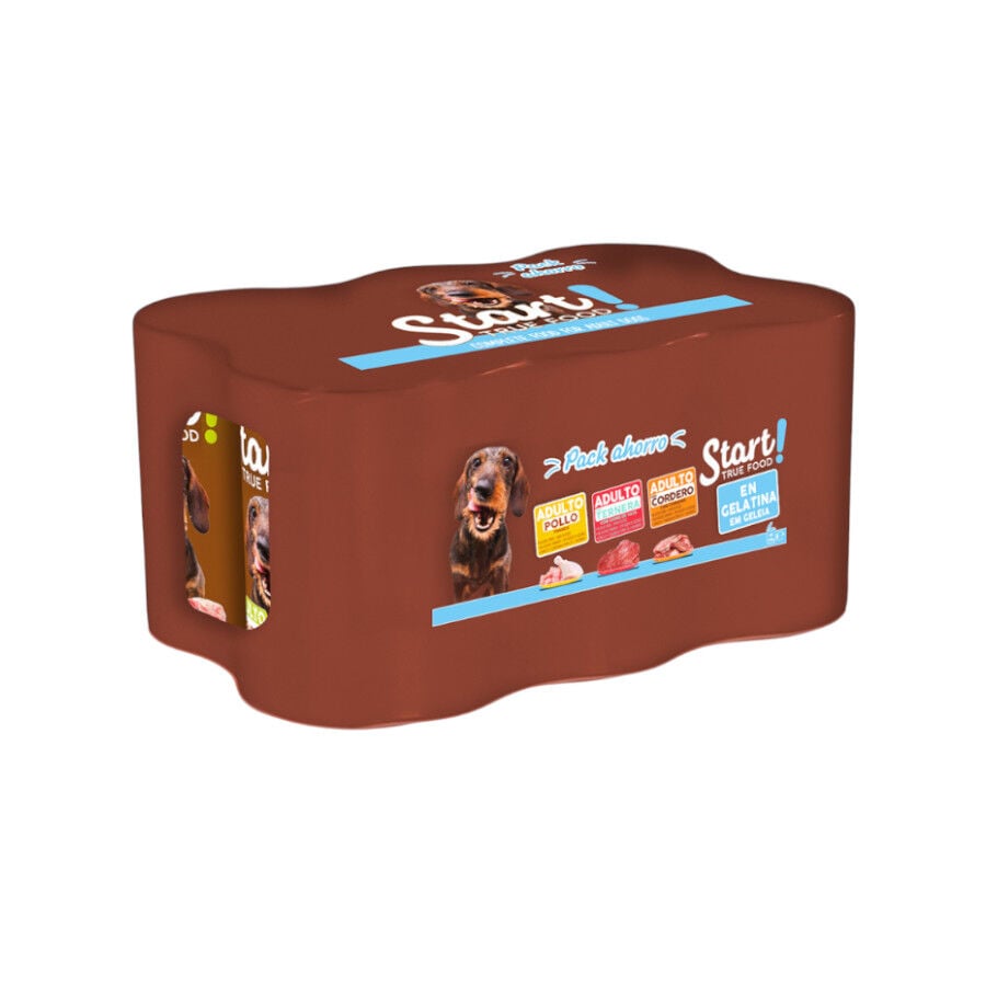 6 latas x 400 g Start! Adult Pollo, Ternera y Cordero en Gelatina lata para perros, , large indicador imagen numero 1