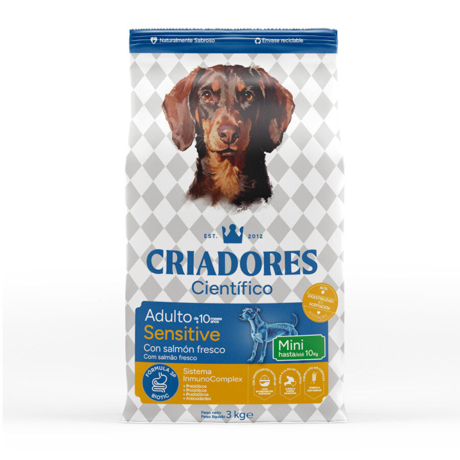 3 kg Criadores Cient&iacute;fico Sensitive Adulto Mini Pienso Salm&oacute;n para perros, , large indicador imagen numero 1