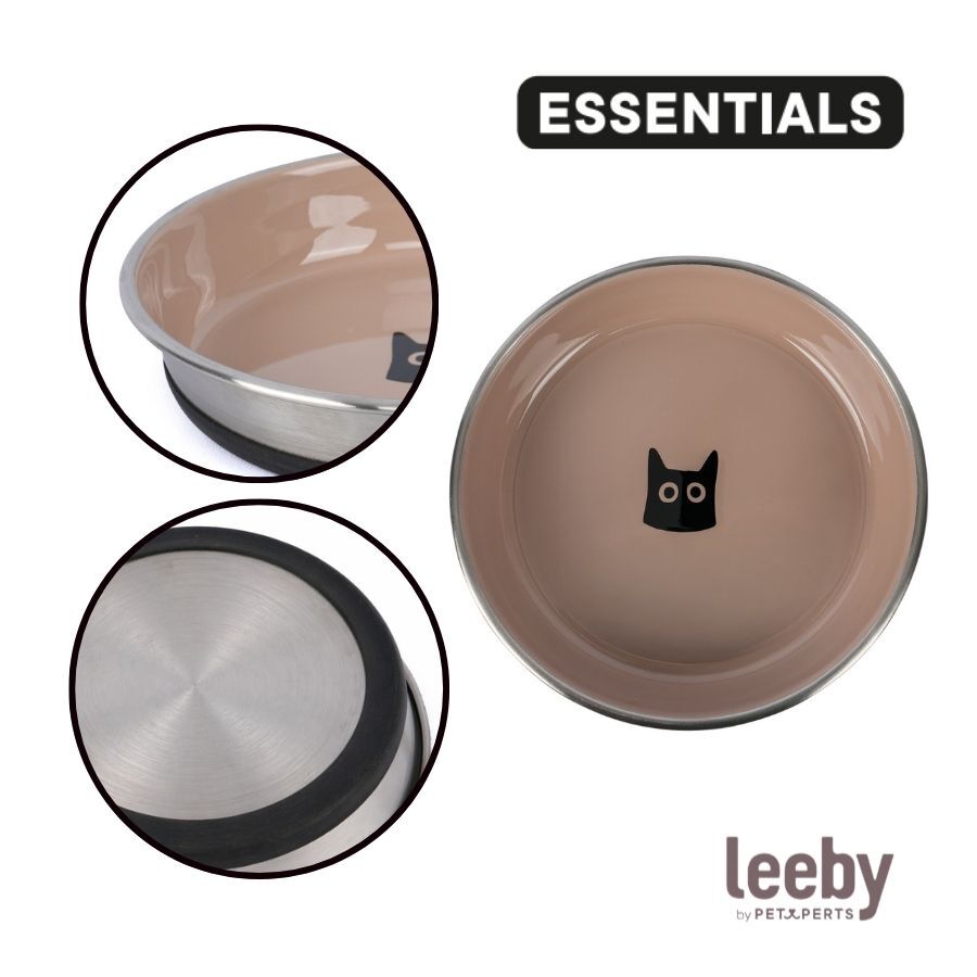 Leeby Comedero Taupe Antideslizante para gatos, , large indicador imagen numero 3