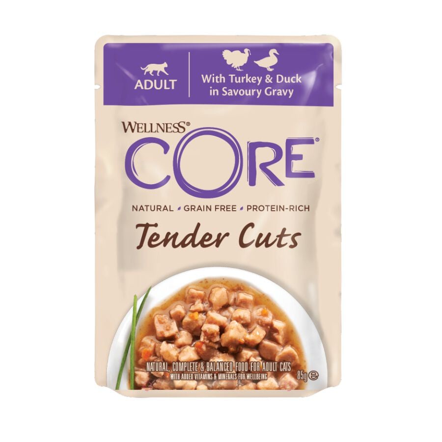 85 g Wellness Core Tender Cuts Pollo y Pato sobre en salsa para gatos, , large indicador imagen numero 1