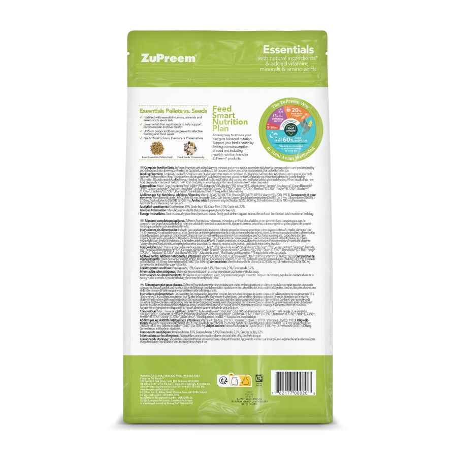ZuPreem Essentials Medium pienso para p&aacute;jaros, , large Imagen numero 2