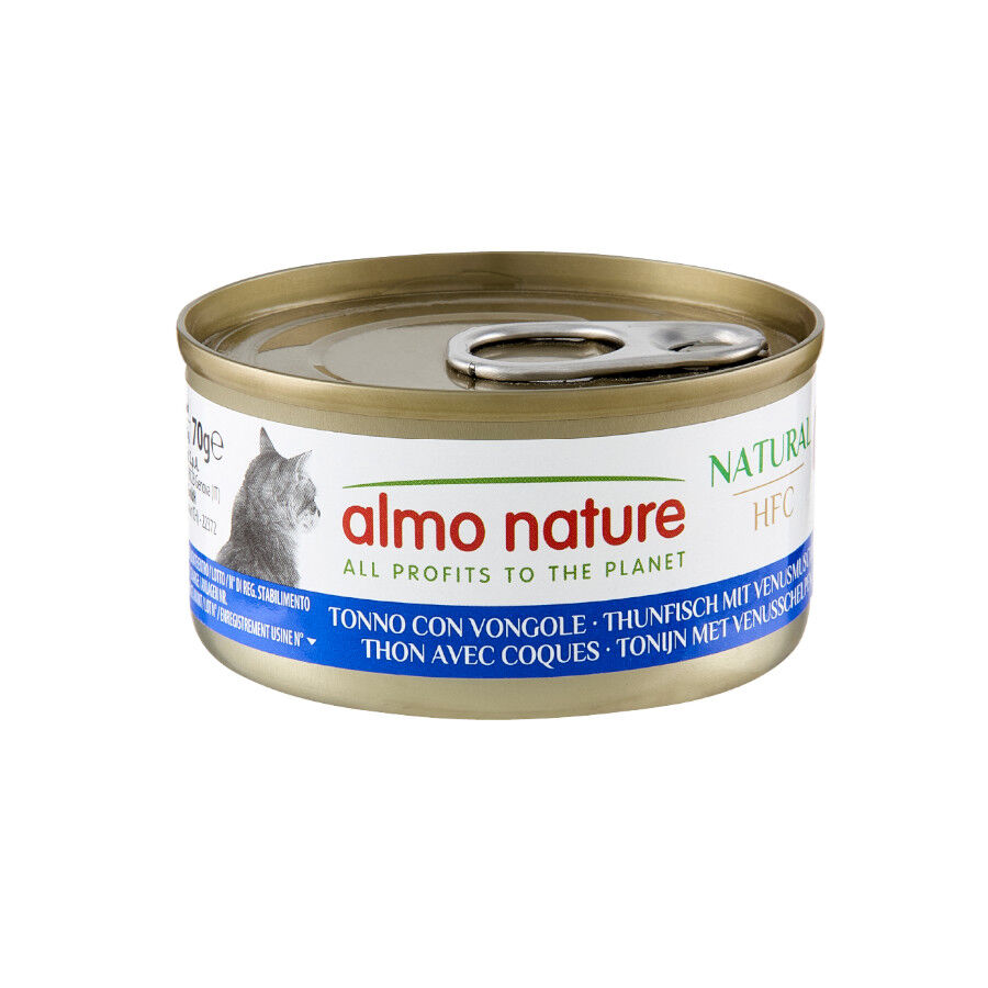 70 g Almo Nature HFC Natural At&uacute;n y Almejas lata para gatos , , large indicador imagen numero 1