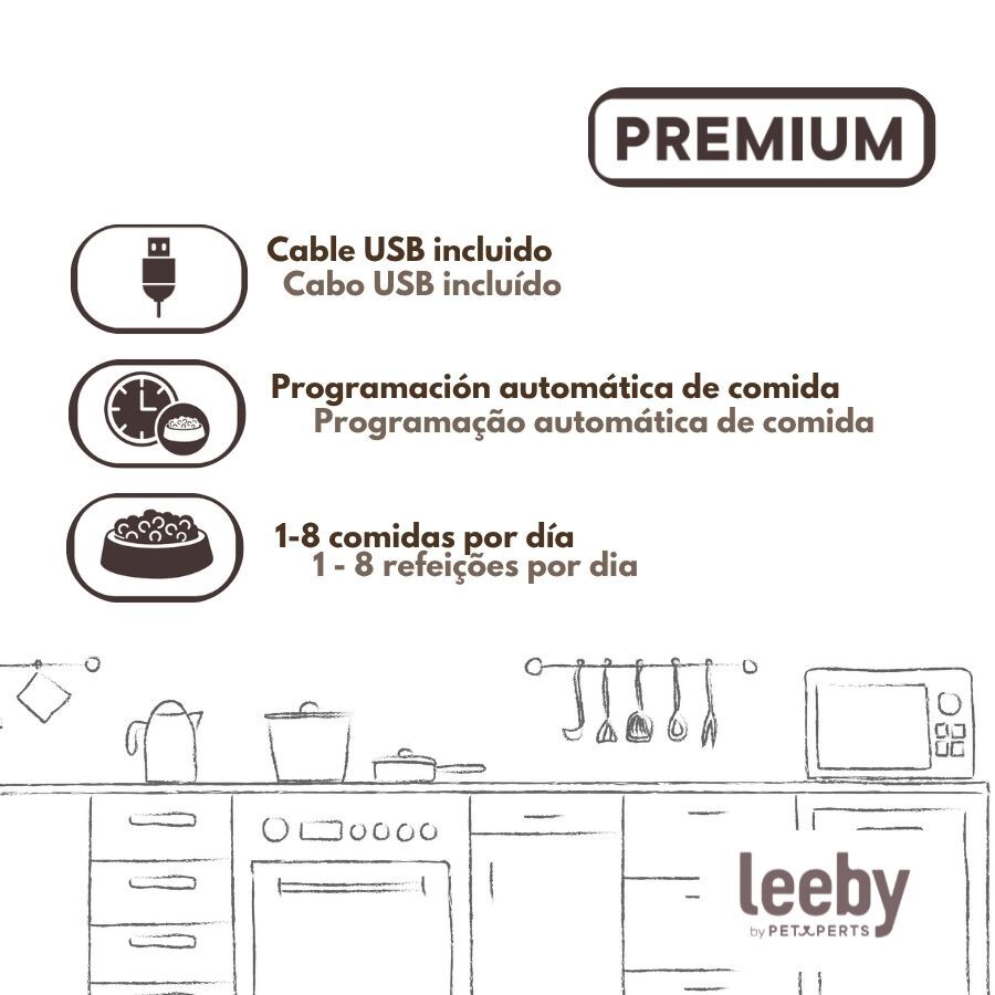 Leeby Comedero Autom&aacute;tico Programable Blanco y Gris para perros y gatos, , large indicador imagen numero 5