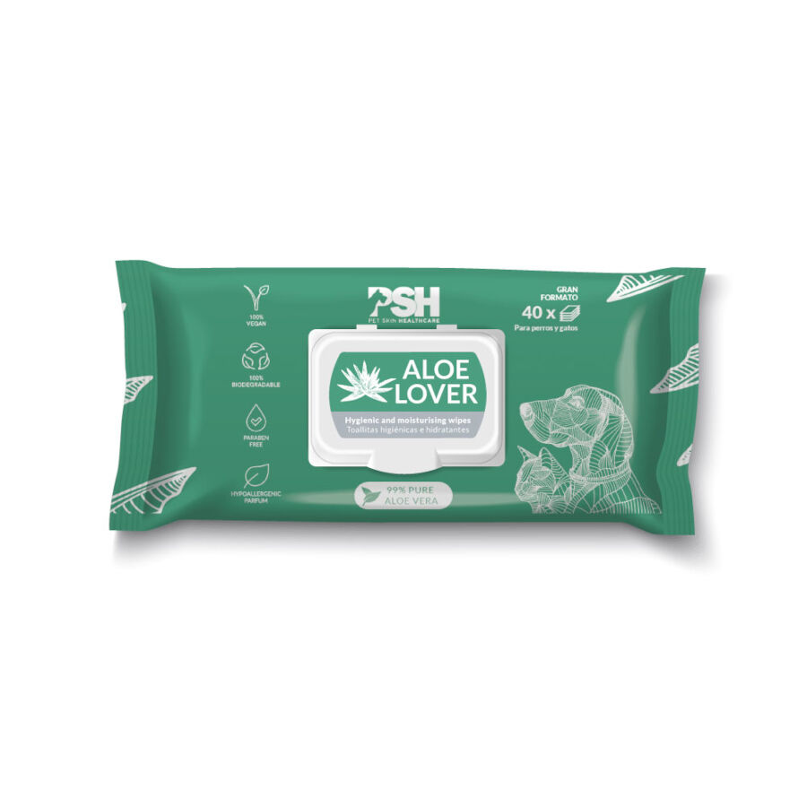 PSH Aloe Lover Toallitas H&uacute;medas para perros y gatos