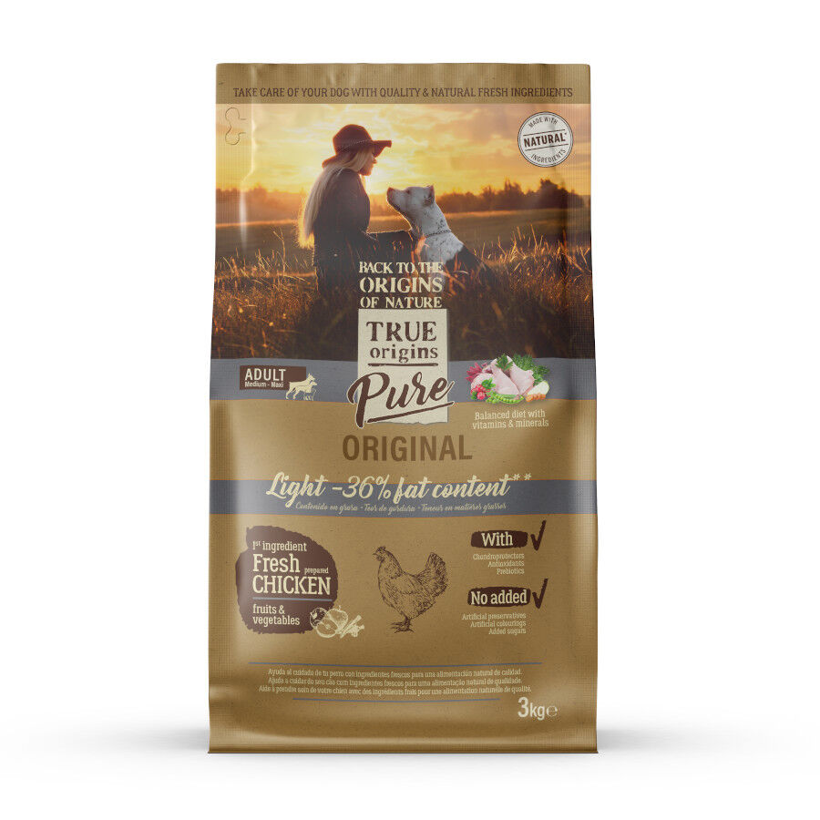 True Origins Pure Adult Medium Maxi Light pienso para perros