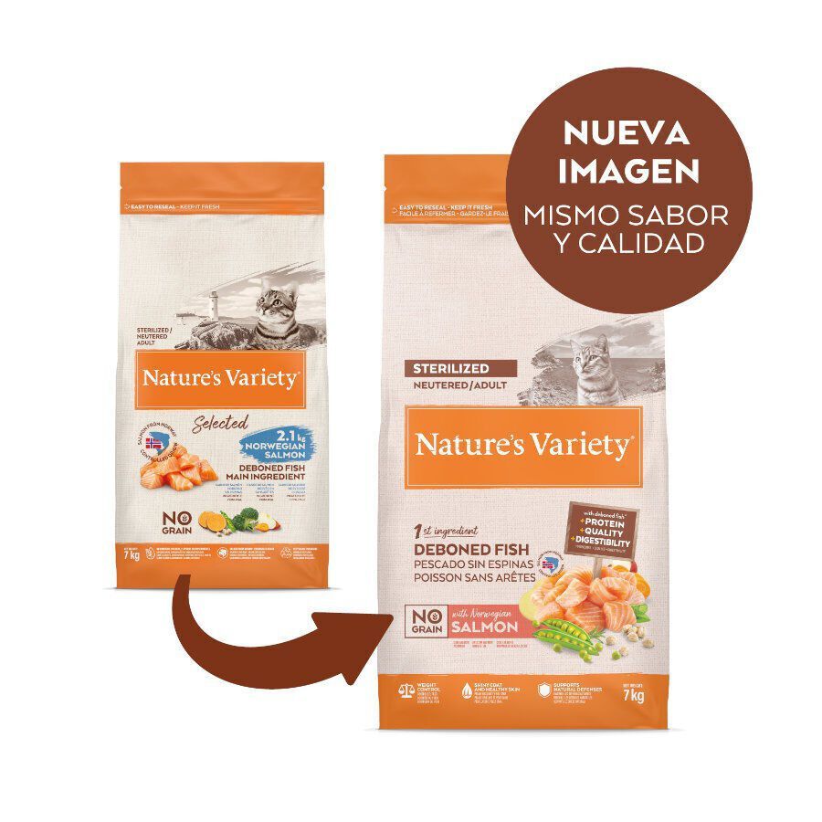 7 kg Nature's Variety No Grain Adult Sterilised Salm&oacute;n Noruego pienso para gatos, , large Imagen numero 2