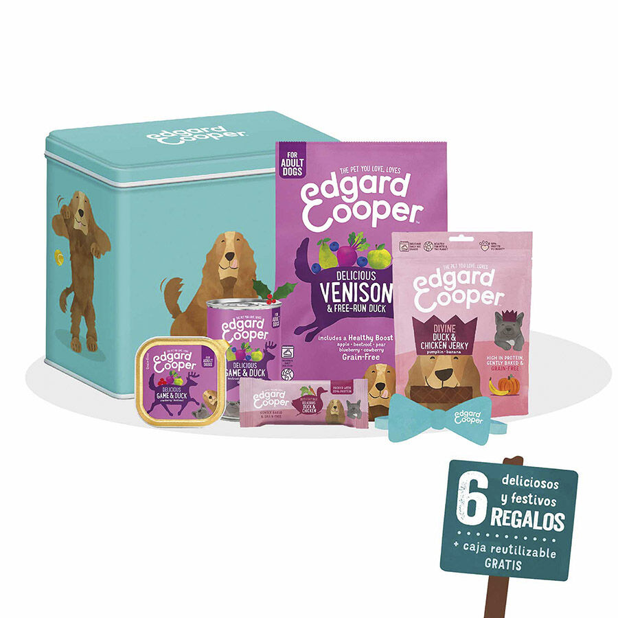 1 ud. Edgard & Cooper Kit de Navidad con comida, contenedor y pajarita para perros, , large indicador imagen numero 1
