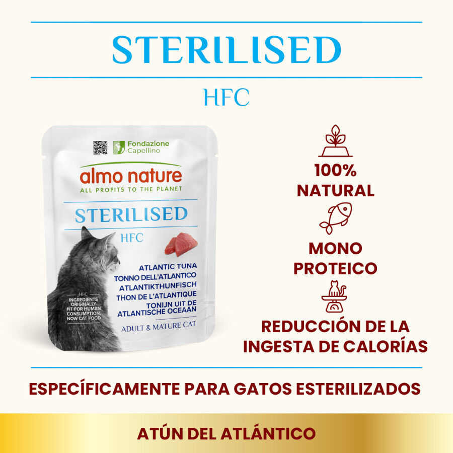 50 g Almo Nature HFC Sterilised At&uacute;n del Atlantico en sobre para gatos, , large indicador imagen numero 2