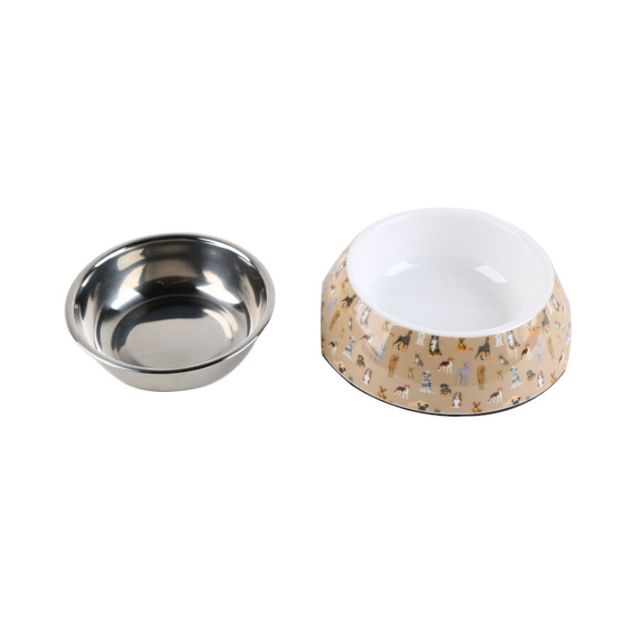 Leeby comedero acero inoxidable estampado marr&oacute;n para perros, , large indicador imagen numero 4