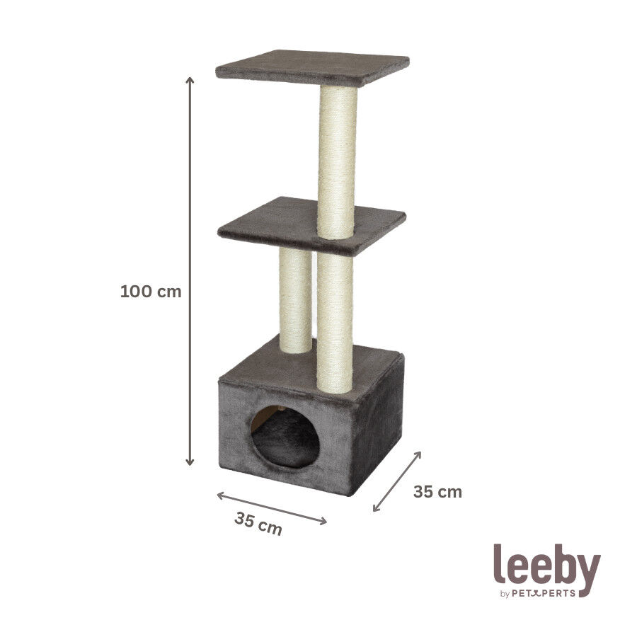 Leeby Colette DoubPost torre rascador con cama nido gris para gatos, , large indicador imagen numero 4