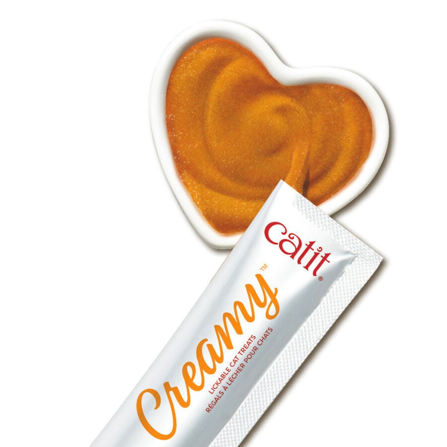 4 sobres x 10 g Catit Creamy Snack L&iacute;quido de Pollo, Cordero para gatos, , large indicador imagen numero 2